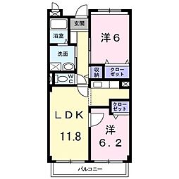 JR鹿島線 鹿島神宮駅 バス29分 平泉下車 徒歩11分の賃貸マンション 1階2LDKの間取り