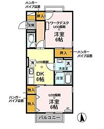 エミネンス 2階2DKの間取り