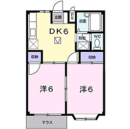 メゾン雅 1階2DKの間取り