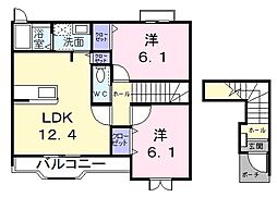 モンテ・パレス 2階2LDKの間取り