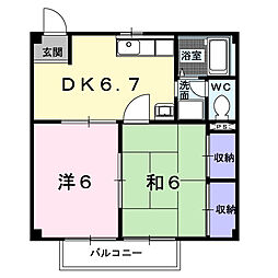 アクティブ高橋Ｂ 2階2DKの間取り
