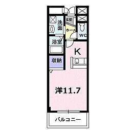 プラティーク ワンルームの間取図画像
