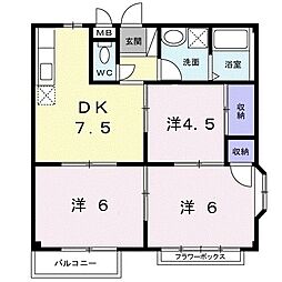 ハイツカオル 2階3DKの間取り