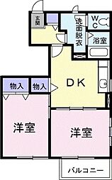 JR両毛線 佐野駅 3.2kmの賃貸アパート 1階2DKの間取り