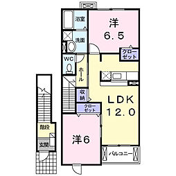 かのん1 2LDKの間取図画像
