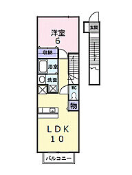 サニーヴィラ 2階1LDKの間取り