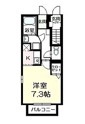 クローバーコート 1階ワンルームの間取り
