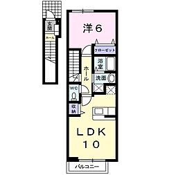 ジョーンティーヴィラ 2階1LDKの間取り