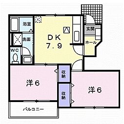 コンフォールY・T2 2DKの間取図画像