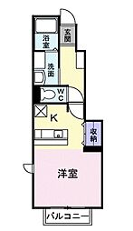 メゾン　エストＡ 1階ワンルームの間取り