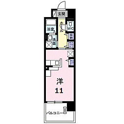 ヴァンベール ワンルームの間取図画像