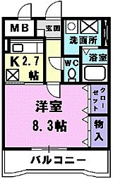 名古屋市営鶴舞線 庄内緑地公園駅 徒歩8分の賃貸マンション 1階1Kの間取り