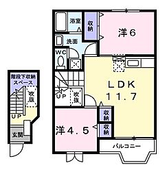 ウエストヒルズC 2LDKの間取図画像