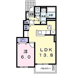 サンリット横井A 1LDKの間取図画像