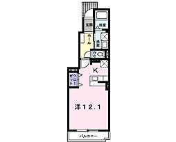 エレガンス・ブライト 1階ワンルームの間取り
