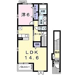 JR御殿場線 大岡駅 徒歩10分の賃貸アパート 2階1LDKの間取り