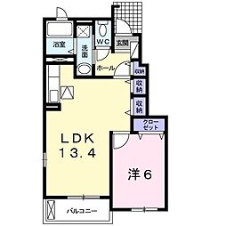 JR鹿島線 鹿島神宮駅 バス15分 鉢形入口下車 徒歩10分の賃貸アパート 1階1LDKの間取り