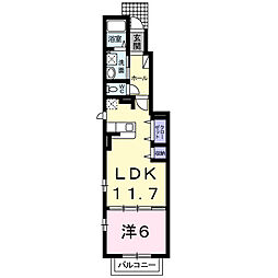 京王相模原線 多摩境駅 徒歩10分の賃貸アパート 1階1LDKの間取り