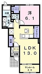 ブリランテ2 1LDKの間取図画像