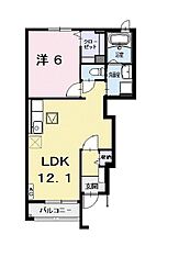 サンフローレンス 1階1LDKの間取り