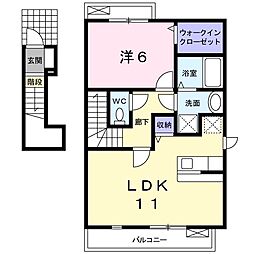名鉄名古屋本線 本星崎駅 徒歩14分の賃貸アパート 2階1LDKの間取り