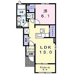ソレイユ横島Ａ 1階1LDKの間取り