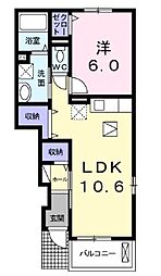 アカシア 1階1LDKの間取り