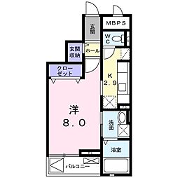 ラシュレ 1Kの間取図画像