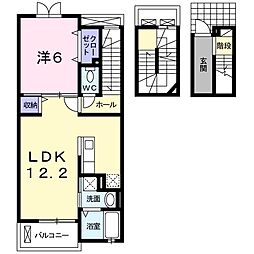 エムズ　サニーガーデンV 3階1LDKの間取り
