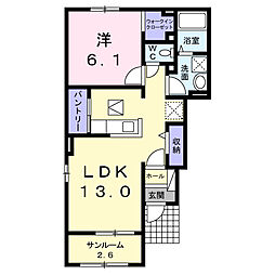 パークサイド古海Ａ 1階1LDKの間取り