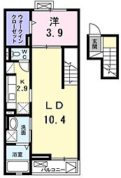 レジデンス若葉1 1LDKの間取図画像