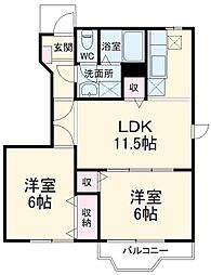 Ｋ・レジデンスI 1階2LDKの間取り