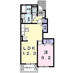 名鉄常滑線 長浦駅 徒歩7分の賃貸アパート 1階1LDKの間取り