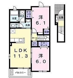 エスポワール 2LDKの間取図画像
