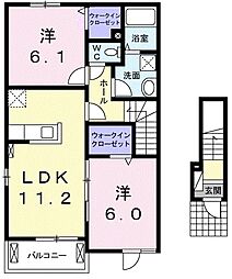 ヴィラ-リエージュB 2LDKの間取図画像