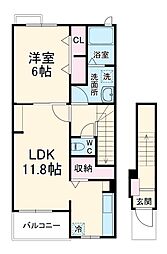グレイス　ヒルズ 2階1LDKの間取り