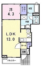 JR常磐線 土浦駅 バス10分 永国下車 徒歩6分の賃貸アパート 1階1LDKの間取り
