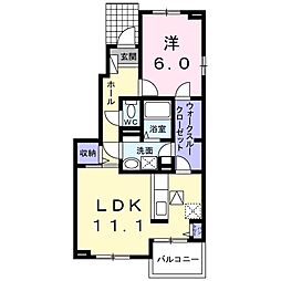 カーサ・プラシード2 1LDKの間取図画像