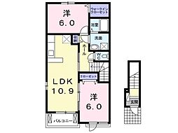 マニフィーク　アヴニール　Ａ 2階2LDKの間取り