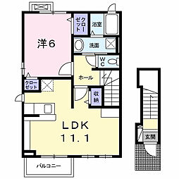 メゾン・ジョイ 2階1LDKの間取り