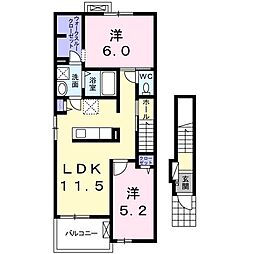 カーサ・デ・ピノ 2LDKの間取図画像