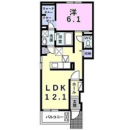 名鉄常滑線 蒲池駅 徒歩8分の賃貸アパート 1階1LDKの間取り
