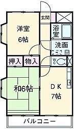 ＹＭマンションアサヒ 2階2DKの間取り