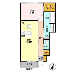 セジュールウィット 1階1LDKの間取り