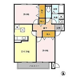 Ｂｅｌｌ・Ｈｏｕｓｅ 2階2DKの間取り