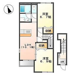 Honesty（オネスティ） 2階2LDKの間取り