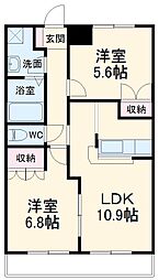 サンコート越谷 2LDKの間取図画像