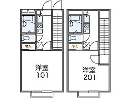 東急田園都市線 南町田グランベリーパーク駅 徒歩21分の賃貸アパート 2階1Kの間取り