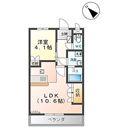 グランピュア 1階1LDKの間取り