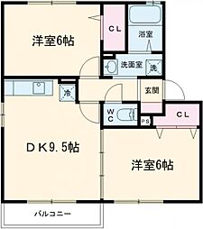 西武拝島線 西武立川駅 徒歩24分の賃貸アパート 2階2DKの間取り